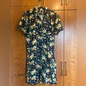 Romperjack Men’s Shortsuit Romper Black Tropical Size M Tailored Details
